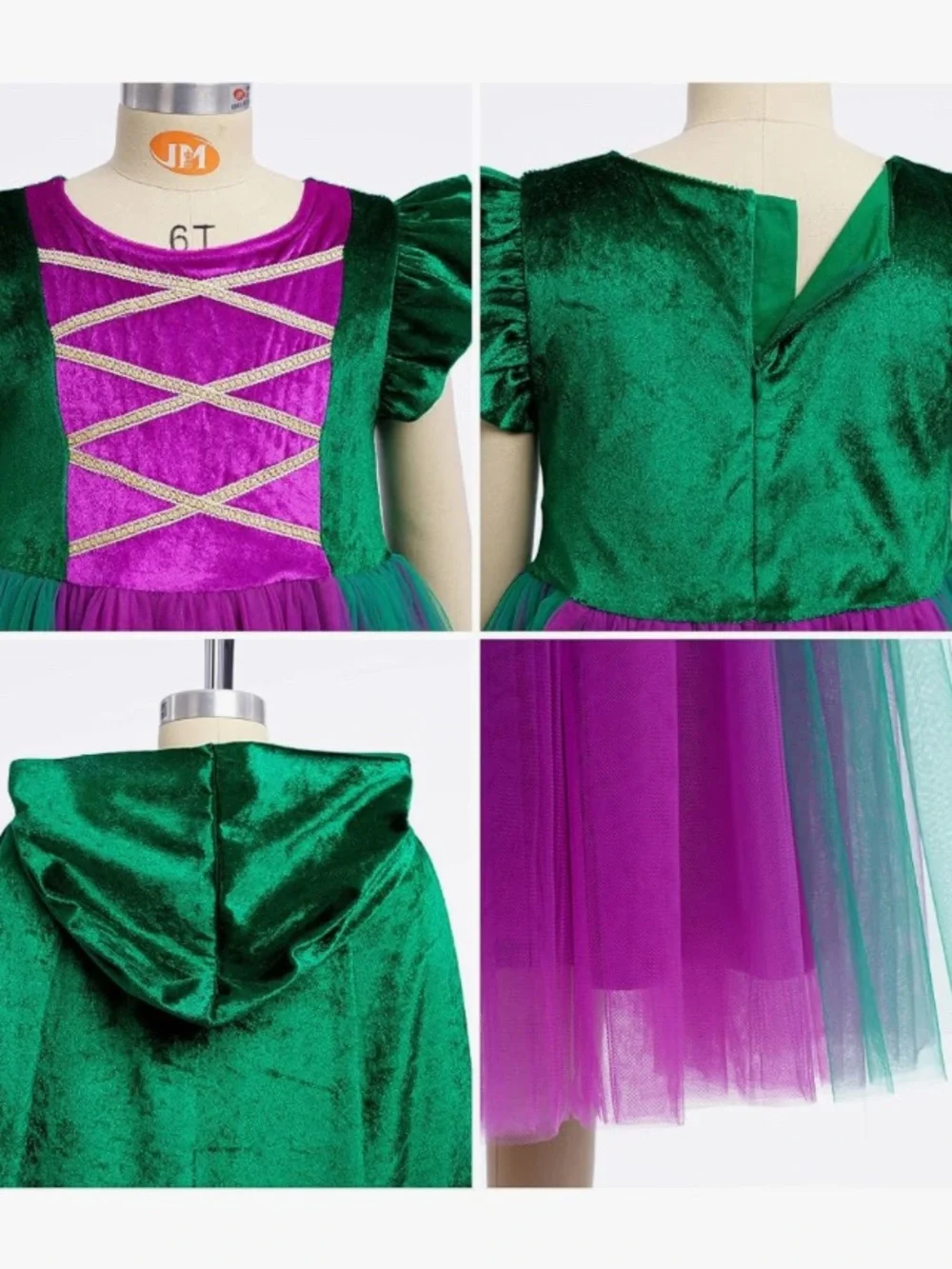 IBTOM CASTLE Witch Costume for Girls, Kids Tulle Dress Halloween Cosplay 8-9 Kid